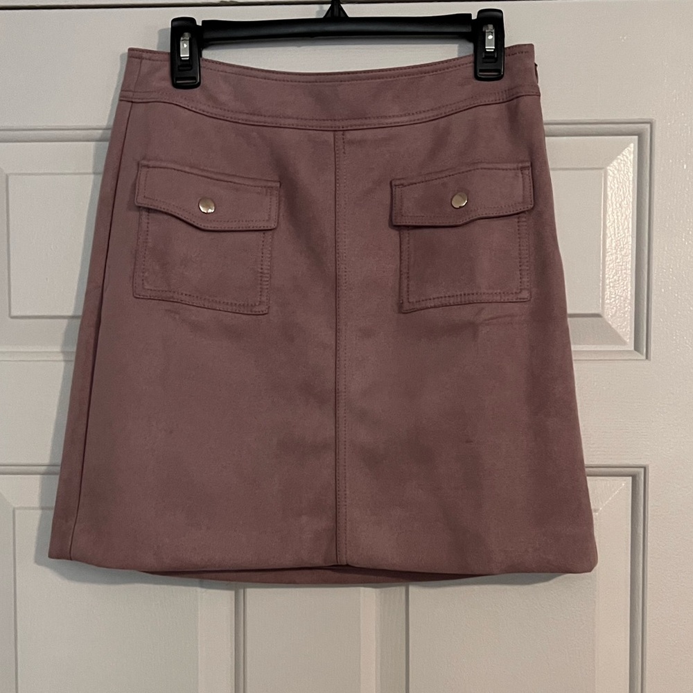 Loft Suede Skirt with Front Pockets
